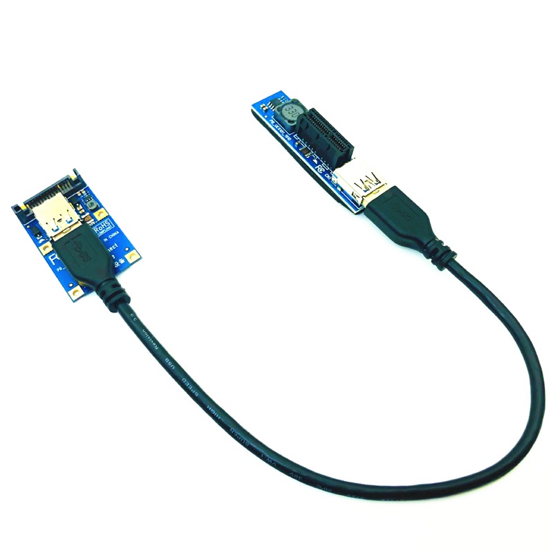 อะแดปเตอร์การ์ดไรเซอร์ ต่อขยาย PCI-E Riser Mini PCIE เป็น PCI-E X1 SATA พร้อมสายเคเบิลต่อขยาย USB 30 ซม.