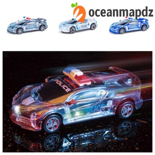 Oceanmapdz รถตํารวจเรืองแสง รถของเล่นไฟฟ้า ดนตรีสร้างสรรค์ เฉื่อย ยานพาหนะ ของเล่น ใส เด็ก