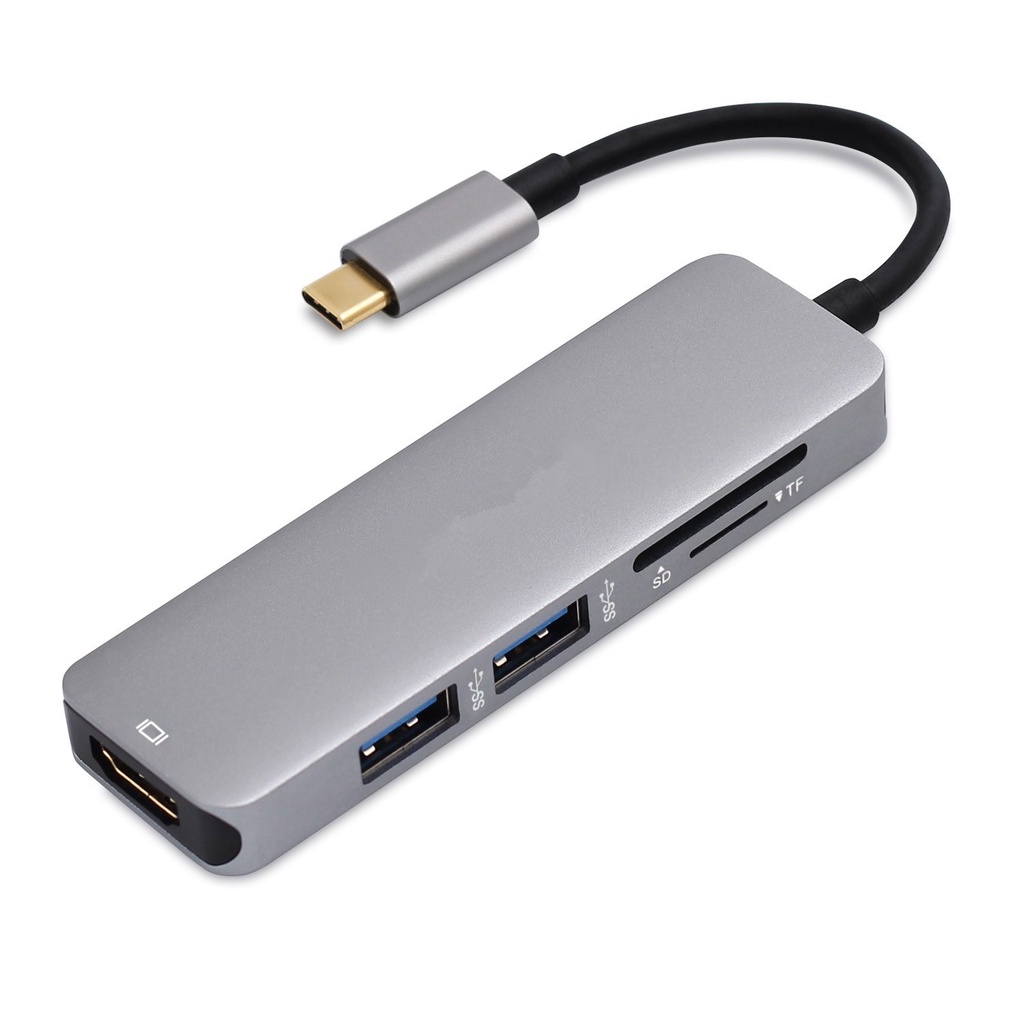 USB 3.1 Type-C Hub ไปยังอะแดปเตอร์ที่รองรับ HDMI 4K Thunderbolt 3 USB C Hub TF SD Reader Slot PD สํา