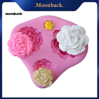 &lt;moonback&gt; แม่พิมพ์ซิลิโคน ลายดอกกุหลาบ 4 ชิ้น สําหรับทําเบเกอรี่ เค้กฟองดองท์ DIY