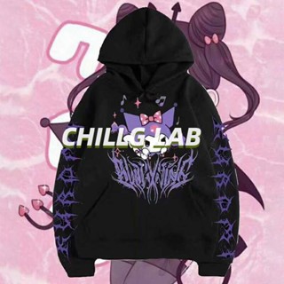 CHILLG LAB เสื้อกันหนาวผู้ชายมีฮู้ดเสื้อกันหนาวฤดูใบไม้ร่วงและฤดูหนาวญี่ปุ่น ins พิมพ์การ์ตูนย้อนยุคหลวม bf บวกกำมะหยี่หนานักเรียนแนวโน้มรุ่นคู่