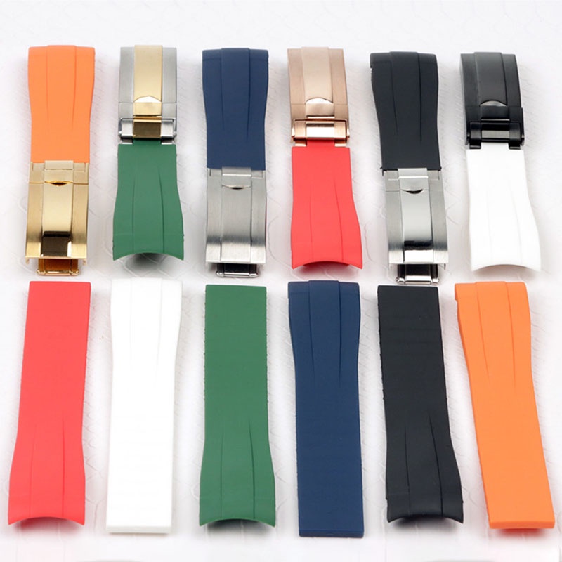 สายยางนุ่ม 20 มม. 21 มม. สำหรับ Rolex น้ำผีกษัตริย์ข้อศอกซิลิโคนสายคล้องคอผู้ชายและผู้หญิงเปลี่ยนนาฬิกาสร้อยข้อมือ