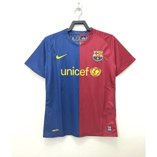 เสื้อกีฬาแขนสั้น ลายทีมชาติฟุตบอล Barcelona 08-09 ชุดเหย้า สไตล์เรโทร