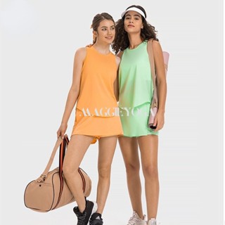 【MAGGIEYOGA]】ชุดกีฬาลําลอง เสื้อกล้าม แห้งเร็ว และกระโปรงสั้น สุดเท่