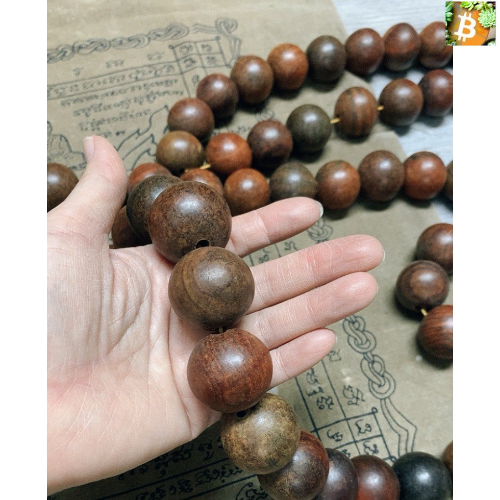 bitcoin สร้อยคอประคำไม้พะยูง 25 มม. 108 เม็ด .