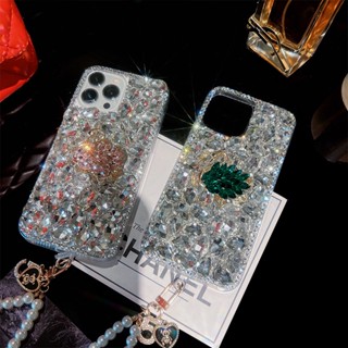 เคส iPhone เคสโทรศัพท์ เคสโทรศัพท์ติดเพชร เคสโทรศัพท์มือถือ ซิลิโคนนิ่ม กันกระแทก ประดับเพชร พร้อมสายคล้อง พร้อมเชือกคล้อง สําหรับ iphone 14 pro max 11 pro max 12 pro max 13 pro max xr xs max 14 plus 13 mini 7plus 8plus case