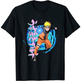 เสื้อยืดแขนสั้น ผ้าฝ้าย 100% พิมพ์ลาย Naruto Shippuden สีฟ้า พรีเมี่ยม แบบหนา นําเข้า สําหรับผู้ใหญ่ ผู้ชาย และผู้หญิง