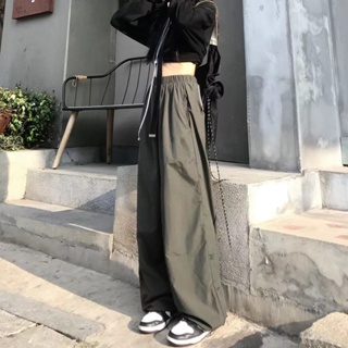 [W0064] กางเกงขายาว คาร์โก้ ขาจั๊ม เอวสูง ขากว้าง street girl Y2K วินเทจ ฮาราจูกุ cargo pants  เสื้อผ้าแฟชั่นผู้หญิง