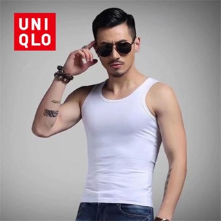 Uniqlo เสื้อยืดแขนกุด ผ้ายืด เหมาะกับการเล่นกีฬา ฟิตเนส แฟชั่นฤดูร้อน สําหรับผู้ชาย