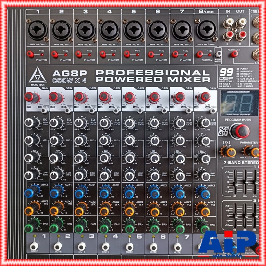 MICROTECH AG-8P powermixer 4CH พาวเวอร์มิกเซอร์ มีครอสในตัว กำลังขยาย 650 วัตต์ ไมโครเทค AG 8 P AG8P เอไอ-ไพศาล