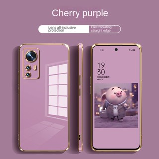 เคสโทรศัพท์มือถือ ขอบตรง กันตก ป้องกัน เคลือบเงา สําหรับ Xiaomi Redmi Note 12s A2 12 Pro 5G 12 Pro+ Plus 12 Pro 4G