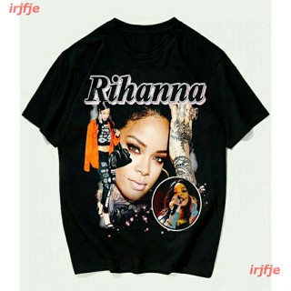 irjfje Rihanna สไตล์ตะวันตก เสื้อยืด ผู้หญิง ผู้ชาย สไตล์เกาหลีเสื้อยืดผ้าฝ้ายพิมพ์ลาย The NEW ALBUM RUSIAN ROOLETTE HAR