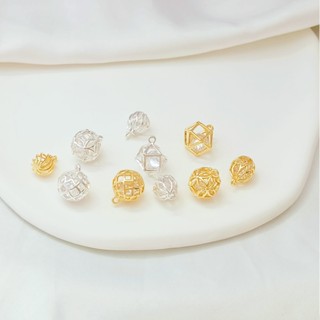 จี้สร้อยคอ สร้อยข้อมือ ทองแดง ฝังเพทาย ทอง 14k รูปเหรียญหกเหลี่ยม แฮนด์เมด DIY