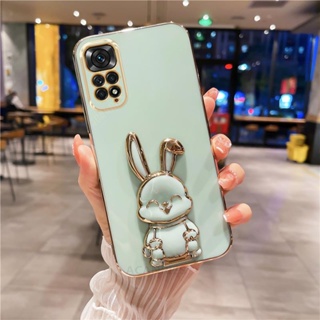 เคสโทรศัพท์มือถือ ซิลิโคน ลายกระต่าย พร้อมขาตั้ง หรูหรา สําหรับ Redmi Note 12 Pro + 4G 5G 12C 10C