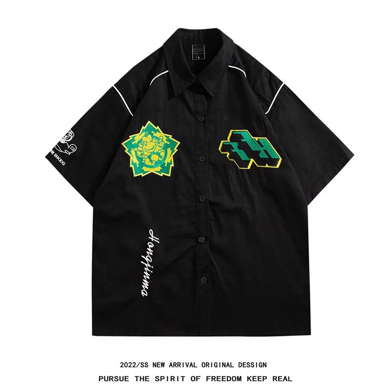 เสื้อเชิ้ตแขนสั้น ผ้าเดรป สไตล์ฮ่องกง แฟชั่นฤดูใบไม้ผลิ สําหรับผู้ชาย ขนาด: M L XL 2XL 3XL รุ่น 1264
