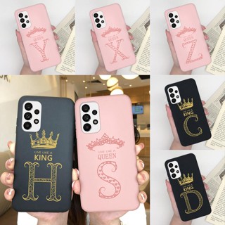 เคสโทรศัพท์มือถือ ซิลิโคนนิ่ม ผิวด้าน บางมาก ลายตัวอักษรมงกุฎ สีดํา ชมพู หรูหรา สําหรับ Samsung Galaxy A32 M32 5G A 32 M 32 5G