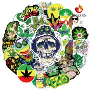 GIOVANNI Multi Use Hemp Leaf Weed Stickers DIY Toy Sticker Graffiti Sticker Mixed Leaf Weed Sticker For Laptop Skateboard Notebook Graffiti Stickers Waterproof Sticker Decals 50Pcs/Lot For Car Guitar Stickers Poster