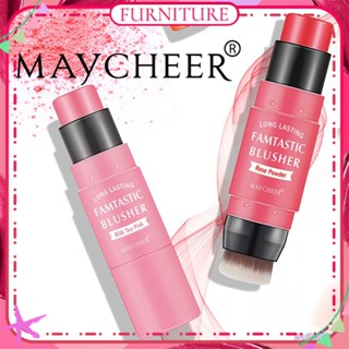 Maycheer บลัชออนแบบแท่งสีแดงกุหลาบสีส้มพร้อมแปรงแต่งหน้า