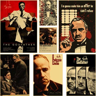 สติกเกอร์โปสเตอร์ กระดาษคราฟท์ ลายภาพยนตร์ The Godfather สไตล์วินเทจ ขนาด 42X30 ซม. สําหรับตกแต่งผนังบ้าน บาร์ DIY