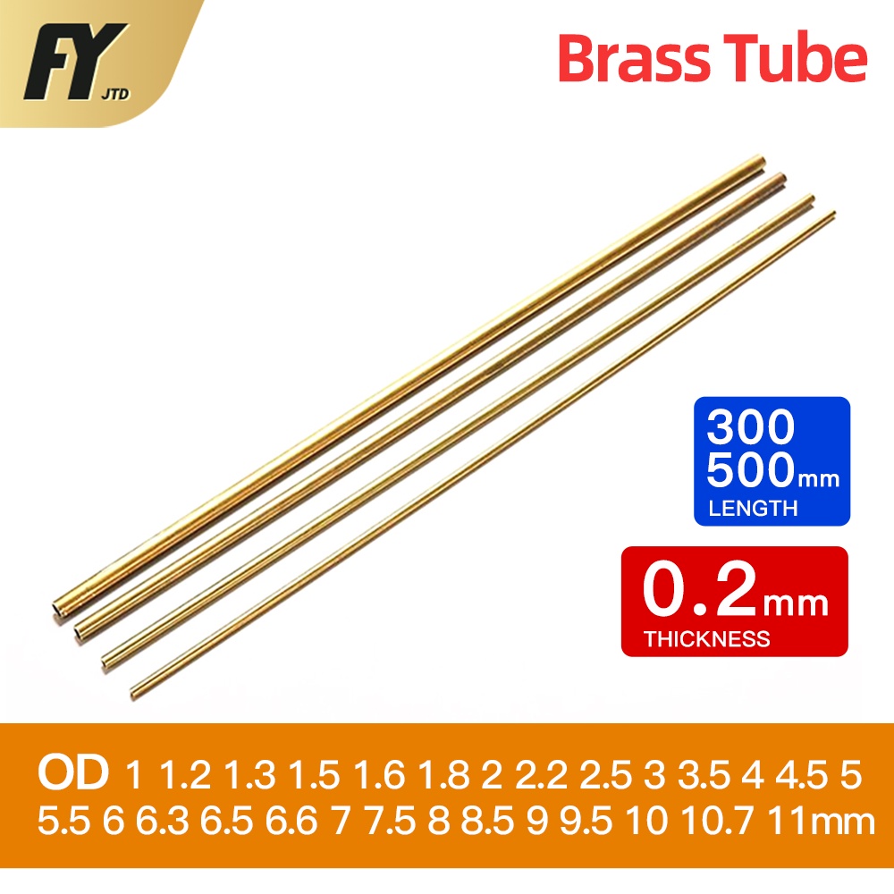 Fuyi ท่อทองเหลือง หนา 0.2 มม. ยาว 300 มม. OD เส้นผ่าศูนย์กลางด้านนอก 1-11 มม.