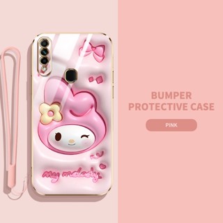 เคสโทรศัพท์มือถือ ซิลิโคนนิ่ม TPU ลายการ์ตูนกระต่าย ไดโนเสาร์ 3D พร้อมสายคล้อง สําหรับ OPPO A31 2020 A8