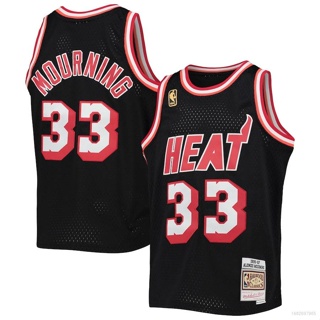 เสื้อกีฬาบาสเก็ตบอล SY3 NBA Alonzo Mourning Miami พลัสไซซ์ สีดํา สไตล์เรโทร สําหรับผู้ชาย และผู้หญิง YS3