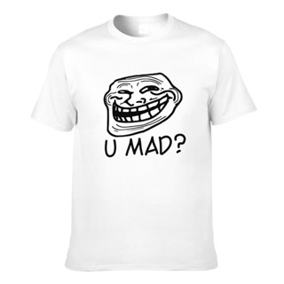 เสื้อยืด พิมพ์ลาย U Mad Meme Laughing Troll Face สีขาว สไตล์วินเทจ คุณภาพสูง