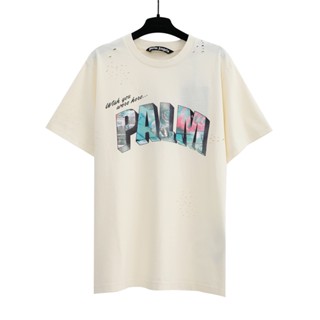 เสื้อยืดแขนสั้นลําลอง พิมพ์ลายตัวอักษร Palm Angel แฟชั่นสําหรับผู้ชาย Mfdh