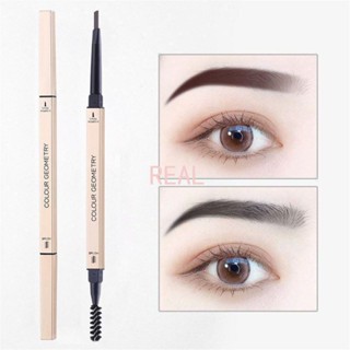 ดินสอเขียนคิ้ว CYREAL Color Geometry Ultra-Fine Brow Pencil 2 In 1 Waterproof Long Lasting Eye Makeup Natural Soft Color Double Head Design