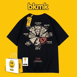 เสื้อยืดแขนสั้น ผ้าฝ้าย พิมพ์ลายพิซซ่า Bkmk ทรงหลวม แฟชั่นฤดูร้อน สําหรับผู้ชาย