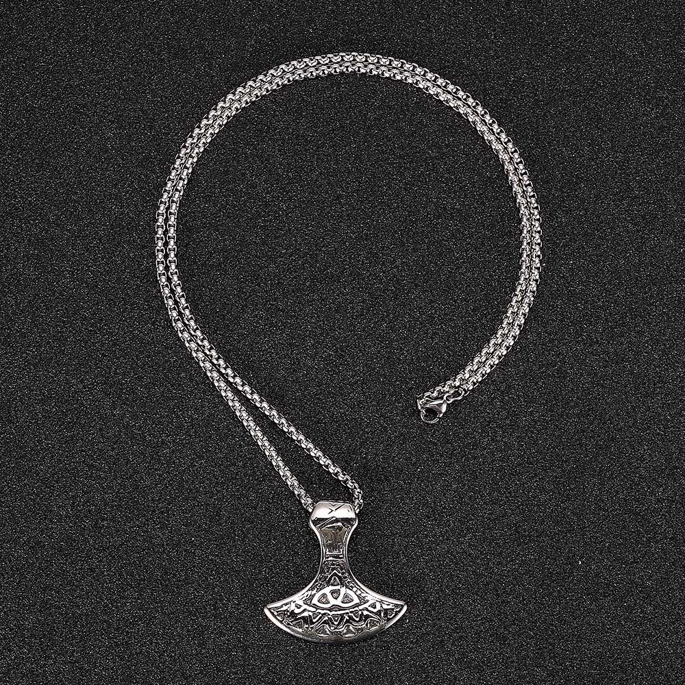 [HF Jewelry] สร้อยคอ สเตนเลส 316 จี้ขวาน สไตล์ฮิปฮอป พังก์ สีบรอนซ์ เครื่องประดับแฟชั่น สําหรับผู้ชาย