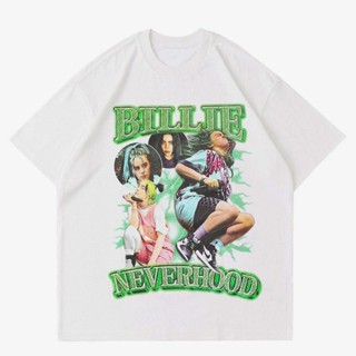 📦พร้อมส่ง T-shirt     BILLIE EILISH NEVERHOOD  RAP STREETWEAR VINTAGE  T-SHIRT RAPTEE PUTIH UNISEX    PRIA WANITA  B