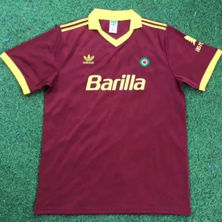 เสื้อกีฬาแขนสั้น ลายทีมชาติฟุตบอล Roma 91-92 แนวเรโทร แห้งเร็ว สําหรับผู้ชาย ไซซ์ S-XXL AAA