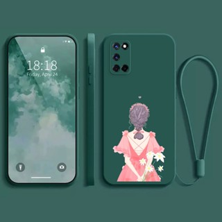 เคส Oppo A52 A92 เคส สาวสวย การ์ตูน ซิลิโคนเหลว เคสโทรศัพท์ เคสนิ่ม + สายคล้องโทรศัพท์มือถือ