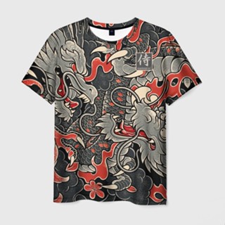 เสื้อยืด ลาย Samurai Yakuza and dragons