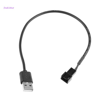 Doublebuy สายเคเบิลเชื่อมต่ออะแดปเตอร์พัดลม USB 2.0 A เป็น 3 Pin ตัวผู้ PWM 22AWG 1 เป็น 1 Wa