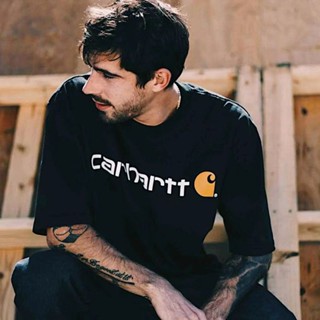 เสื้อยืดแขนสั้นลําลอง พิมพ์ลายโลโก้ Carhartt ทรงหลวม สําหรับผู้ชาย