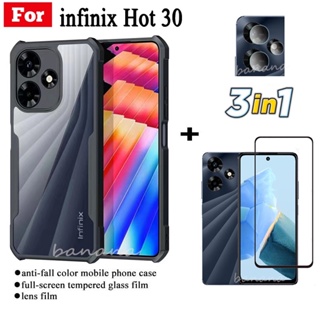 3in1 เคสโทรศัพท์มือถือ กันตก ฟิล์มกระจกนิรภัย ฟิล์มเลนส์ สําหรับ infinix Hot 30 Hot30 30i 30 play