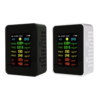 Pcf* เครื่องวิเคราะห์ก๊าซ ตรวจจับก๊าซฟอร์มาลดีไฮด์ PM10 PM2 5 HCHO TVOC CO2 WIFI-Home Meter Monitor-Air Quality Realtime-Analysis T