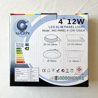 อุปกรณ์ส่องสว่าง ดาวน์ไลท์LED 4"12W แสงขาว (เดย์ไลท์ DAYLIGHT) LED PANEL โคมฝังฝ้าLED IWACHI