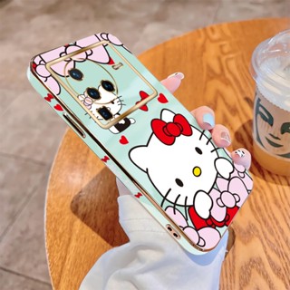 เคสโทรศัพท์มือถือ แบบนิ่ม ลายการ์ตูนคิตตี้ ขอบสี่เหลี่ยม หรูหรา สําหรับ Vivo X9 X9S X60 X70 X80 Pro 5G