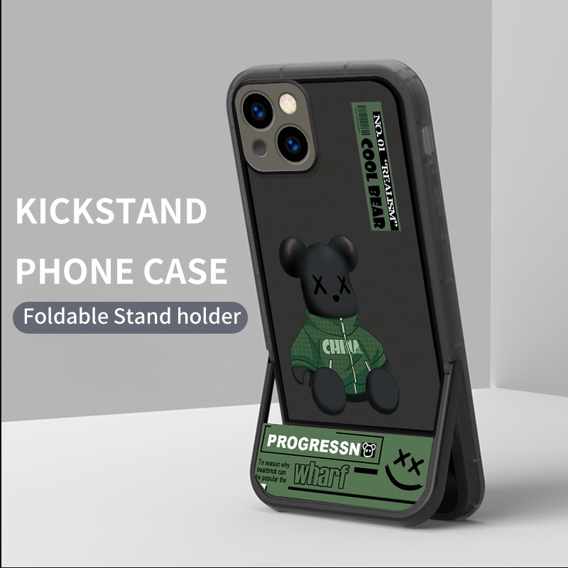 Kickstand สําหรับ Huawei Nova 7 8i 8 9 10 12 SE 11i 12i Honor 50 70 90 X6 X8 Magic 5 Pro 5G KAWS Cool Bear ซิลิโคนนุ่มกรณีปกหลังเต็มรูปแบบ | Zj A023