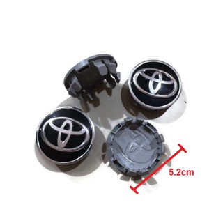 *แนะนำ* ฝาล้อ Toyota สีดำแท้ขนาด 52 mm จำนวน  4อัน สามารถใส่ได้กับรถ Toyota หลายๆรุ่น