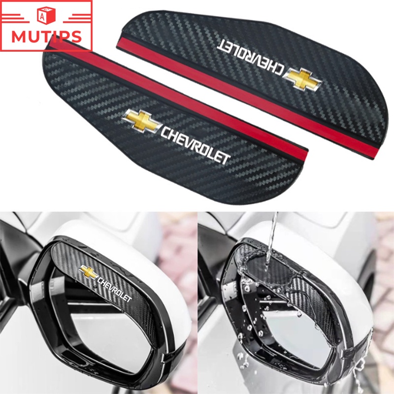 Chevrolet 2 ชิ้นกระจกมองหลังรถยนต์คาร์บอนไฟเบอร์บังแดดฝนคิ้วป้องกันกรณีสติ๊กเกอร์ Cruze Sonic Captiva Trailblazer Colorado