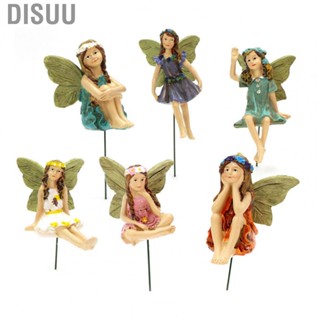 Disuu Mini Fairies Sculpture  Resin Clear Pattern Exquisite Vivid Mini Fairies Figurines Lovely  for Porches for Patios