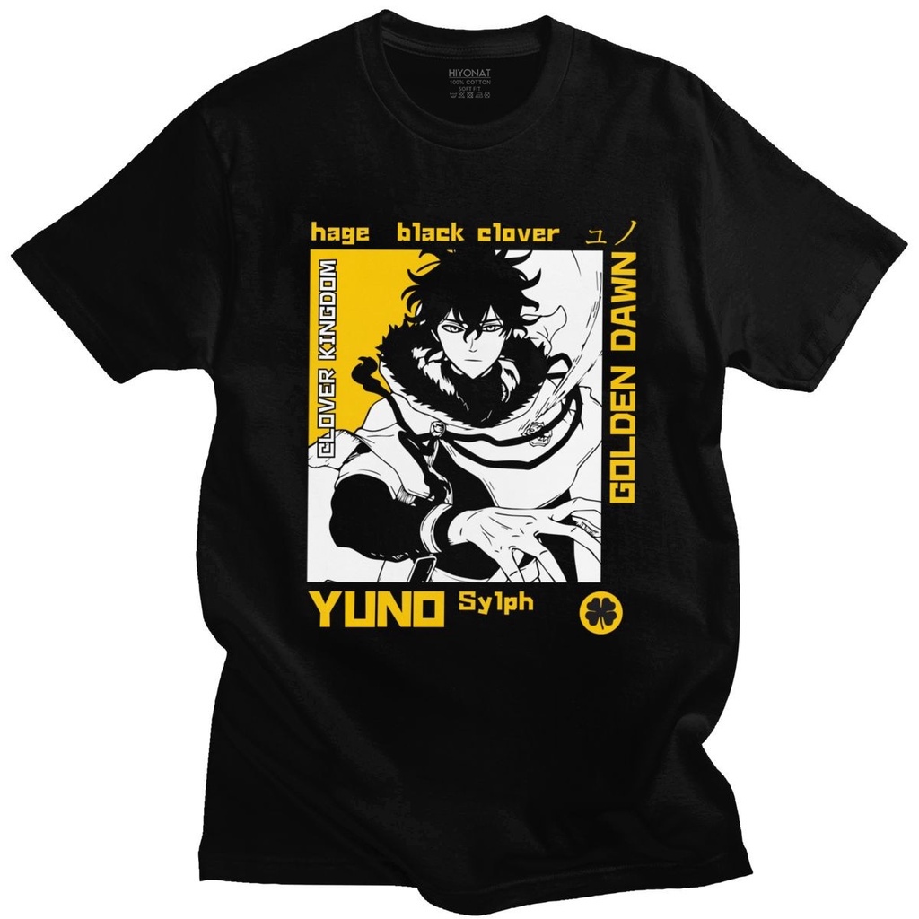 เสื้อยืดลําลอง ผ้าฝ้าย แขนสั้น คอกลม พิมพ์ลายอนิเมะ Black Clover Yuno เหมาะกับของขวัญ สไตล์ญี่ปุ่น สําหรับผู้ชาย