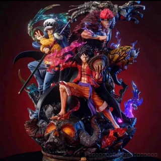 (((พร้อมส่ง) รูปปั้นการ์ตูนวันพีช Supernova-One Piece Three Captains (Luffy Rocky) Sauron B9OW