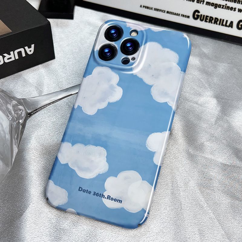 เคสโทรศัพท์มือถือ ลายภาพวาดสีน้ํามัน รูปท้องฟ้าสีฟ้า สําหรับ Apple Iphone 14xr Promax 13 11xs12