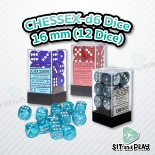 Chessex - d6 Dice ลูกเต๋า 6 หน้า ขนาด 16 mm (12 ลูก) ของแท้ 100%