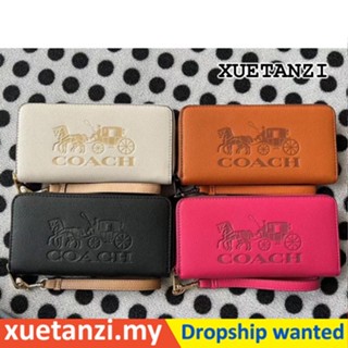 Coach c3548 กระเป๋าสตางค์ผู้หญิง กระเป๋าสตางค์ซิปยาว ลายรถม้า